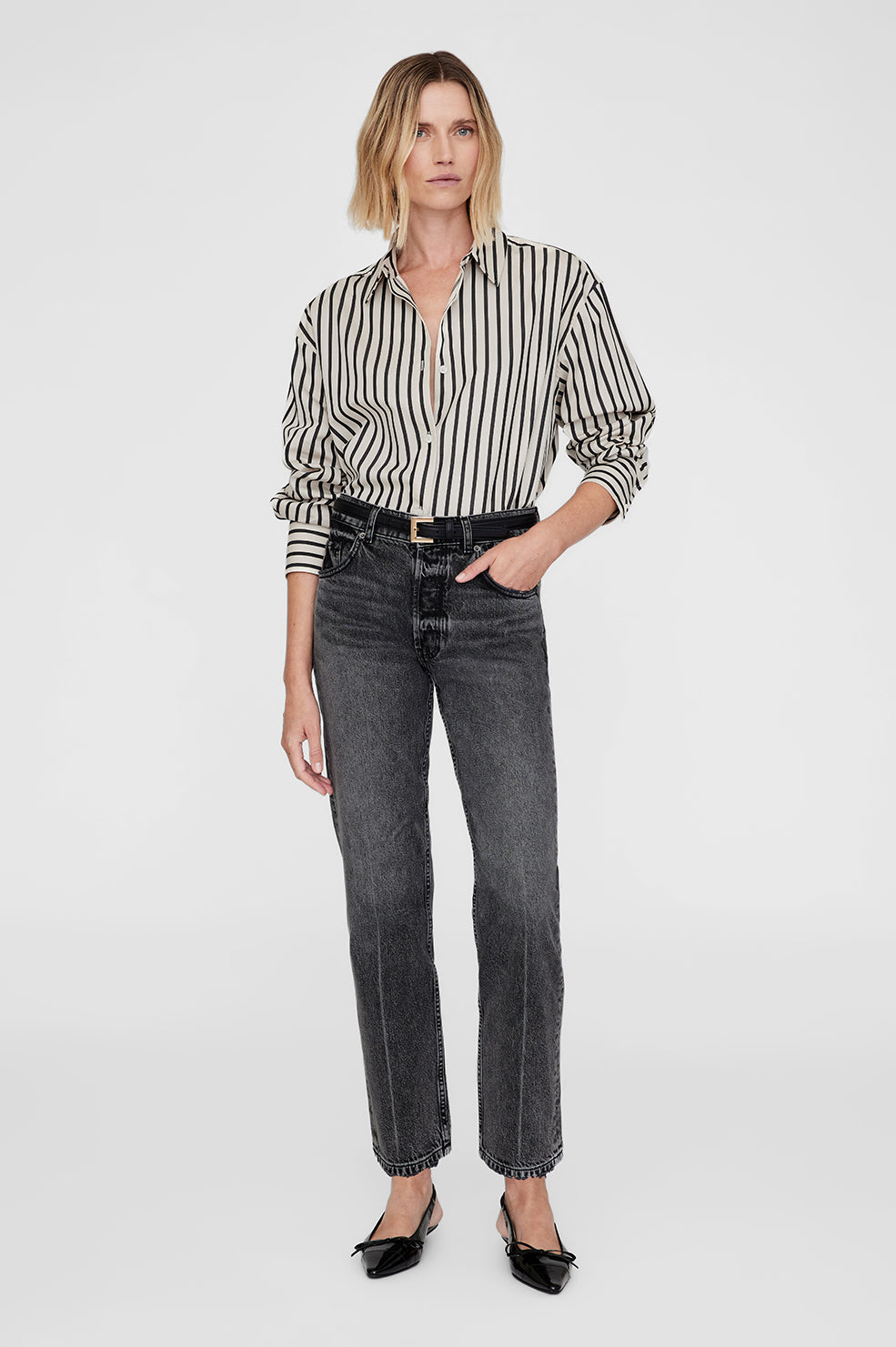 Plaza Shirt - Black And Tan Stripe XS