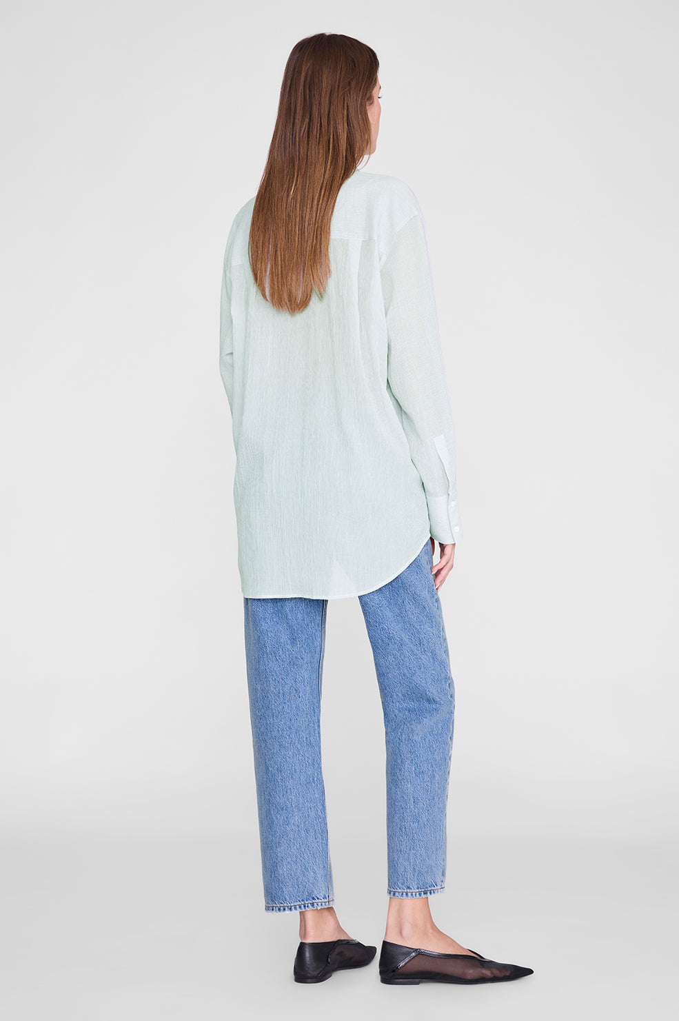 Plaza Shirt - Green And White Mini Stripe