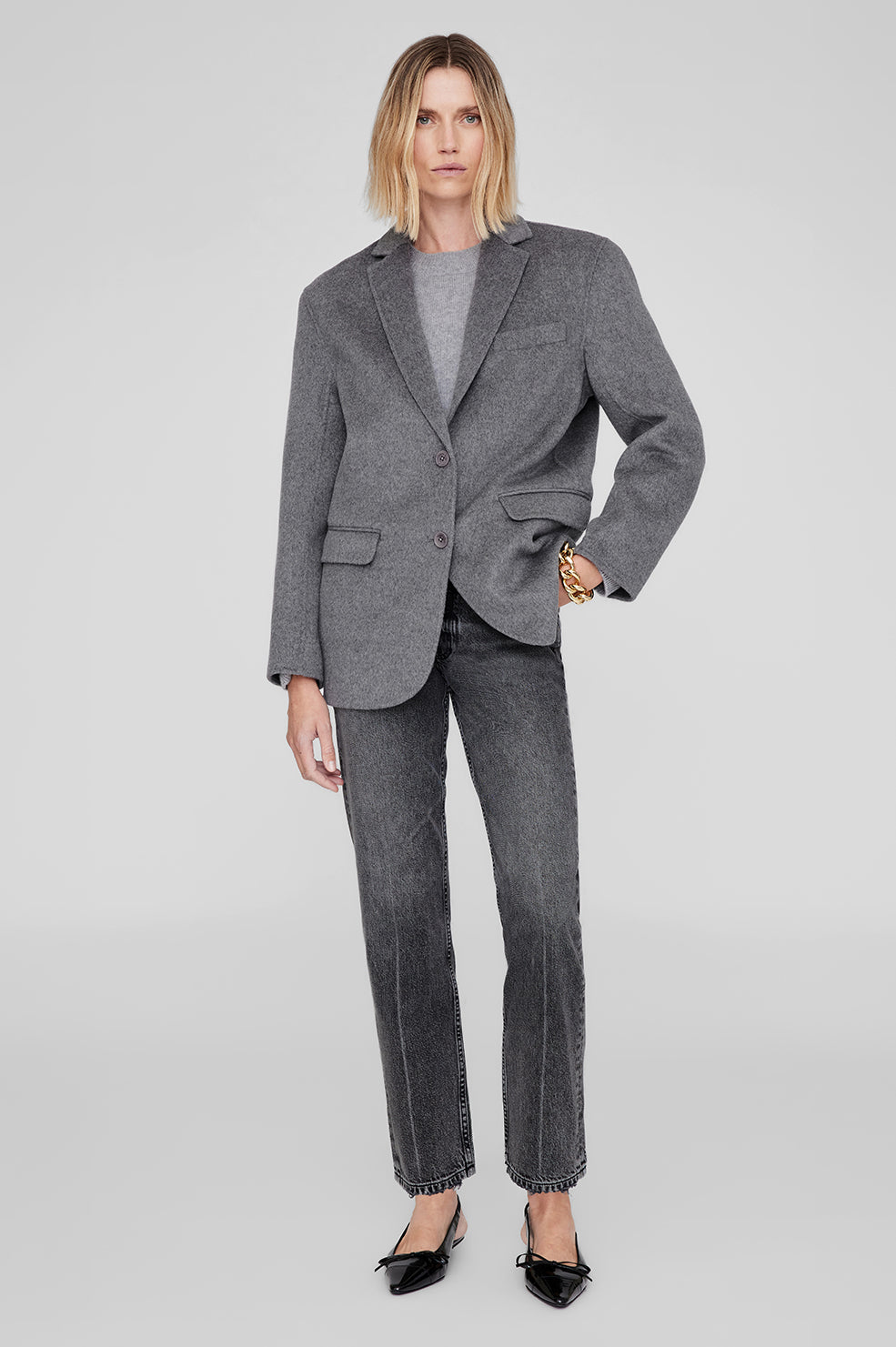 ANINE BING Quinn Blazer - Heather Grey