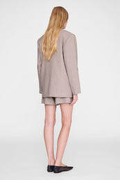 ANINE BING Quinn Blazer - Taupe And Blue Pinstripe - on model back