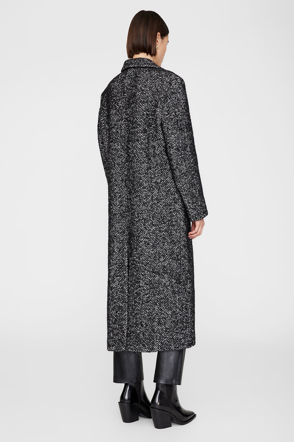 ANINE BING Quinn Coat - Black And White Tweed