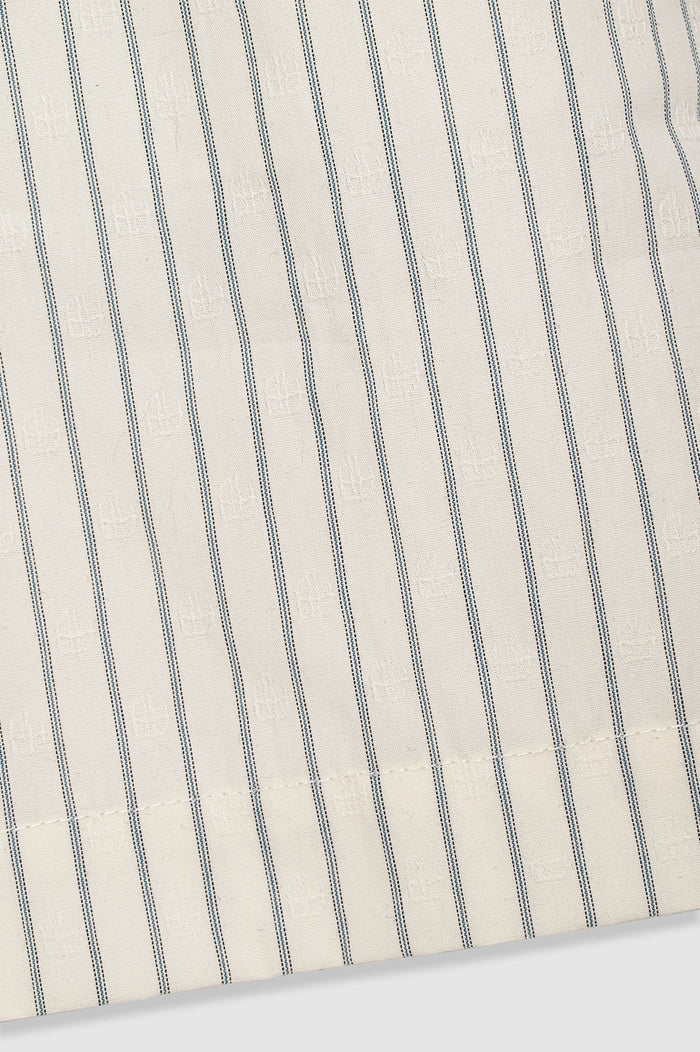 ANINE BING Ren Short - Ivory And Blue Monogram Stripe