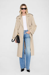 ANINE BING Rickie Maxi Trench - Beige - on model front second image