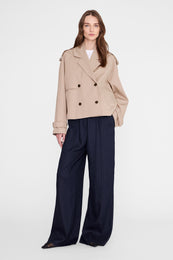 ANINE BING Rickie Cropped Trench - Beige - on model front second image