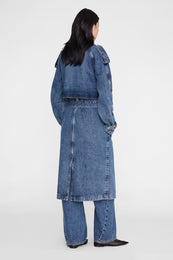 ANINE BING Rickie Maxi Trench - Cabana Blue - on model back