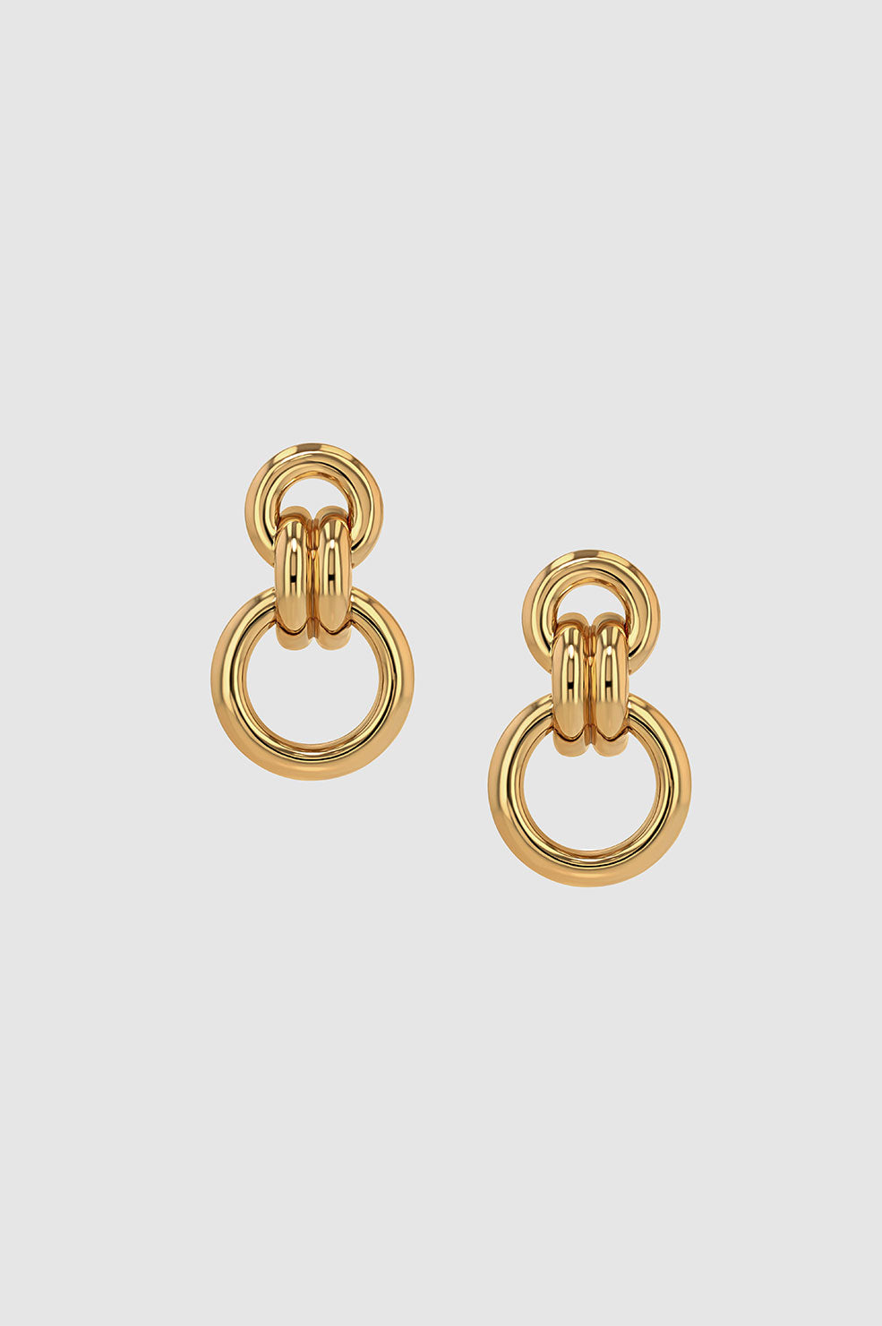 Round Link Drop Earrings - Gold View 1