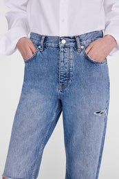 ANINE BING Roy Jean 31" - Pacific Blue - on model front detail