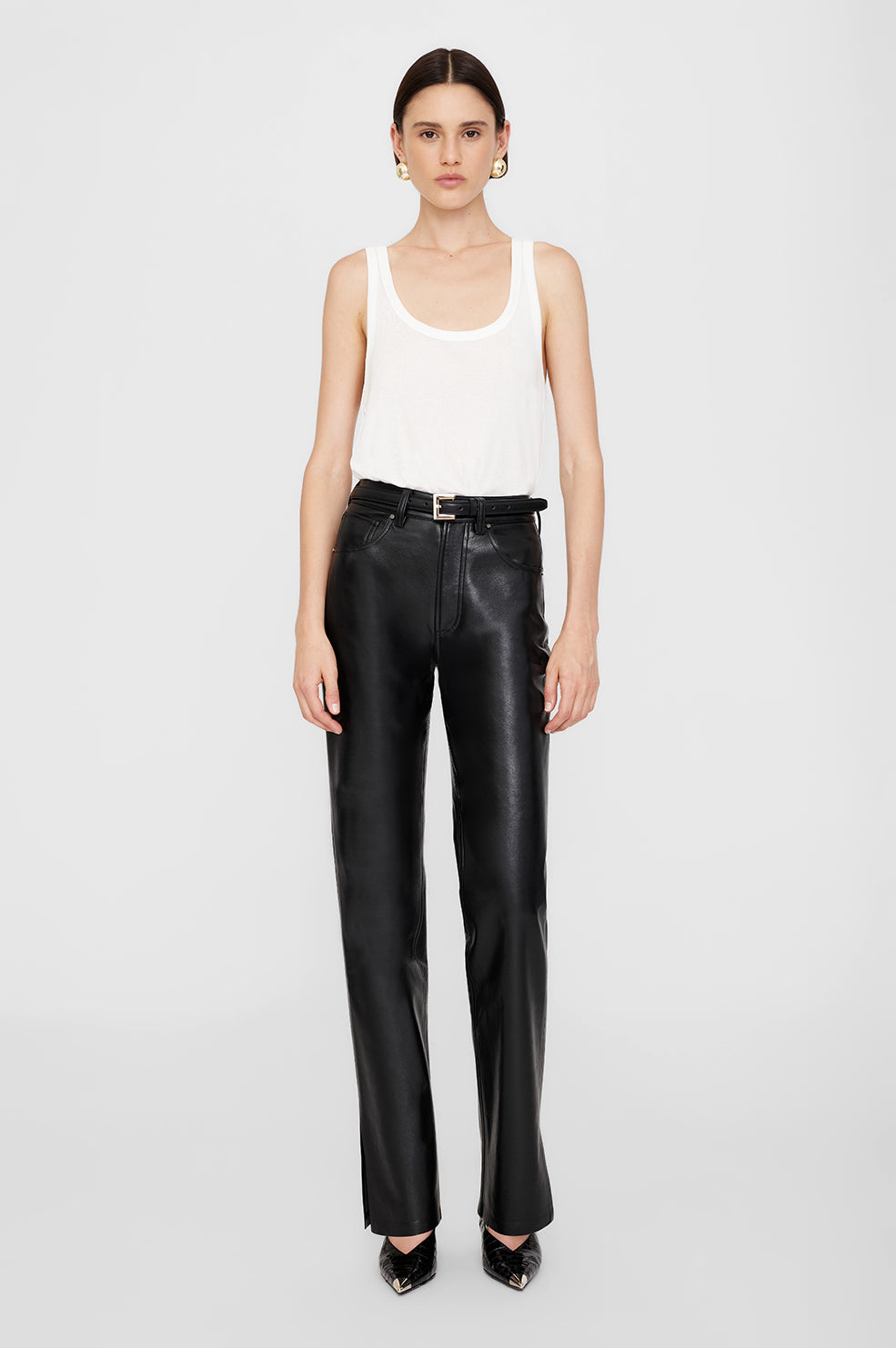 ANINE BING Roy Pant - Black Recycled Leather