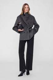 ANINE BING Sali Coat - Dark Grey on model front second image