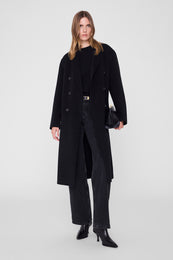 ANINE BING Sana Coat - Black Cashmere Blend - on model front
