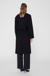 ANINE BING Sana Coat - Black Cashmere Blend - on model back