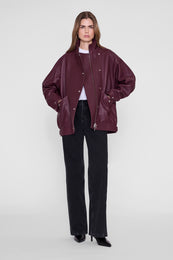 ANINE BING Sandy Jacket - Burgundy Leather - on model front
