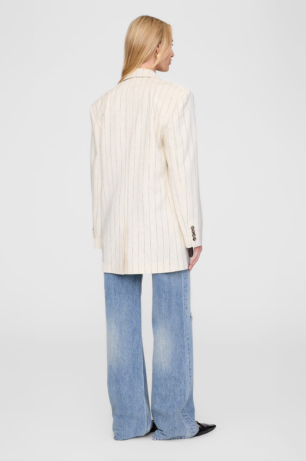 Sara Blazer - Cream And Black Stripe