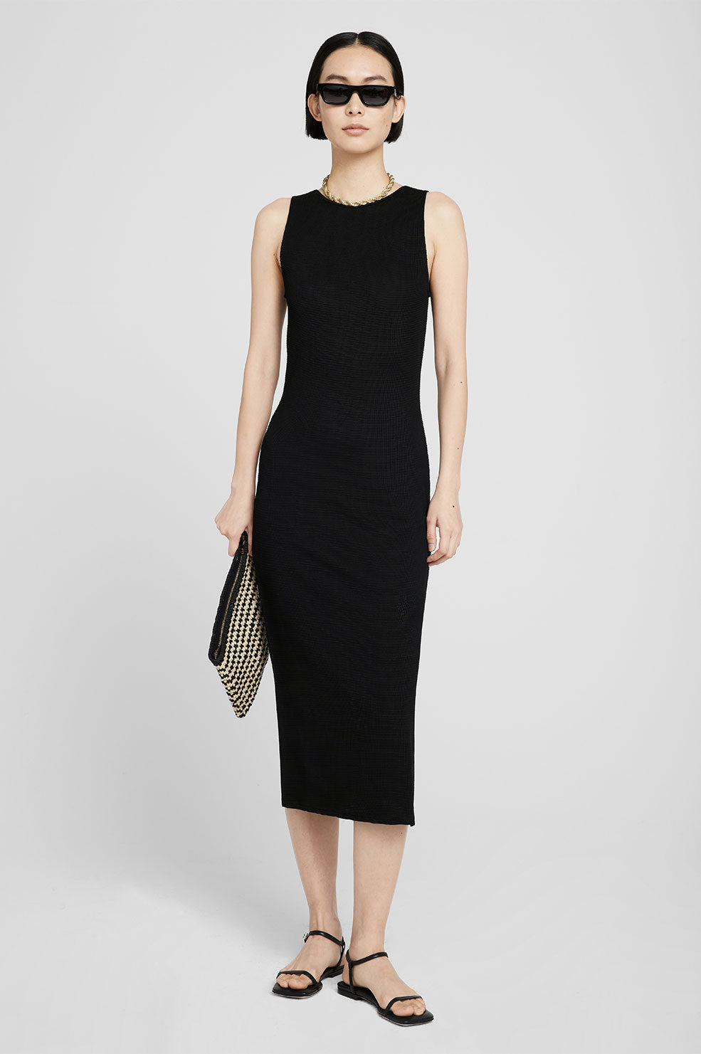 Savannah Dress - Black Waffle