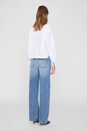 ANINE BING Scott Cropped Shirt - White -  - on model back