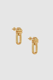 ANINE BING Signature Link Double Cross Earrings - Gold