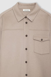 ANINE BING Sloan Shirt - Taupe Cashmere Blend