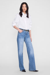 ANINE BING Small Signature Link Belt - Black - on model front View