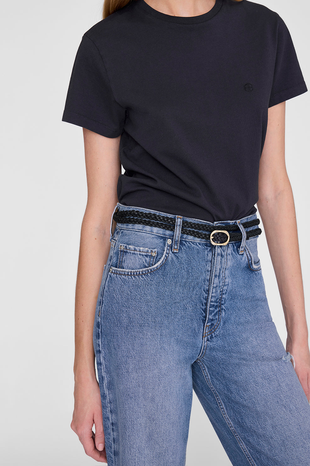 Small Double Signature Link Belt Braided - Black View 4