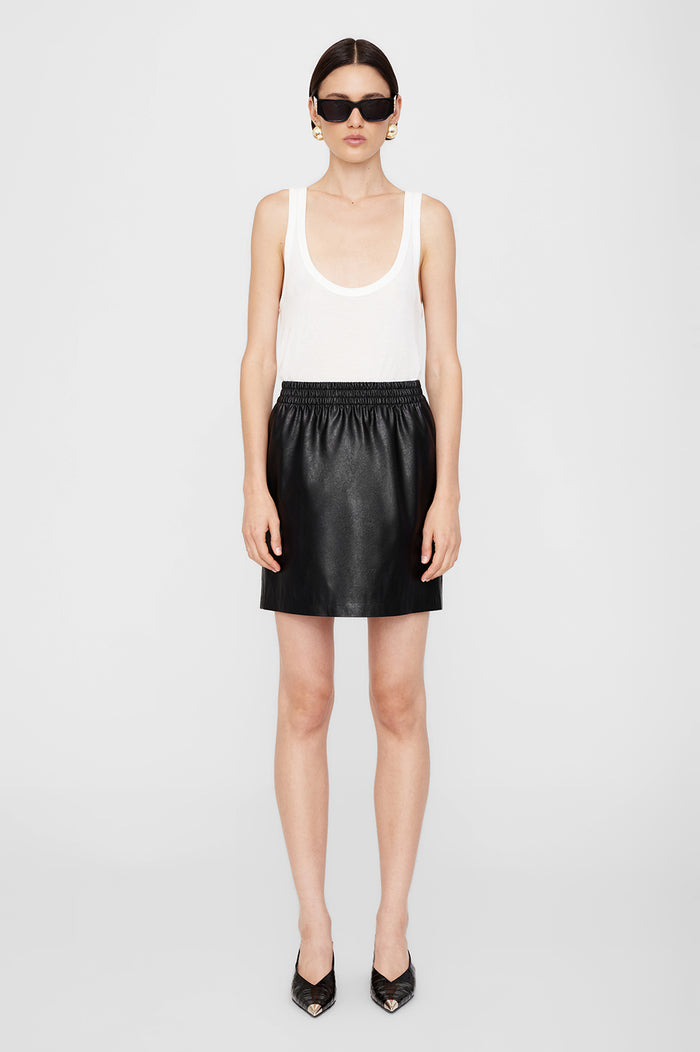 ANINE BING Soto Skirt - Black Vegan Leather