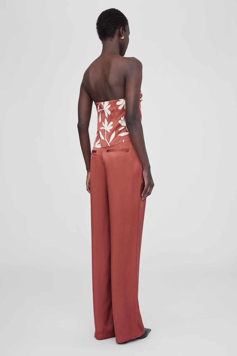 Stephanie Top - Terracotta Daisy Print