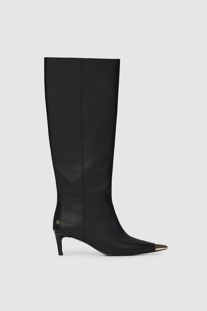 ANINE BING Tall Nina Boots With Metal Toe Cap - Black