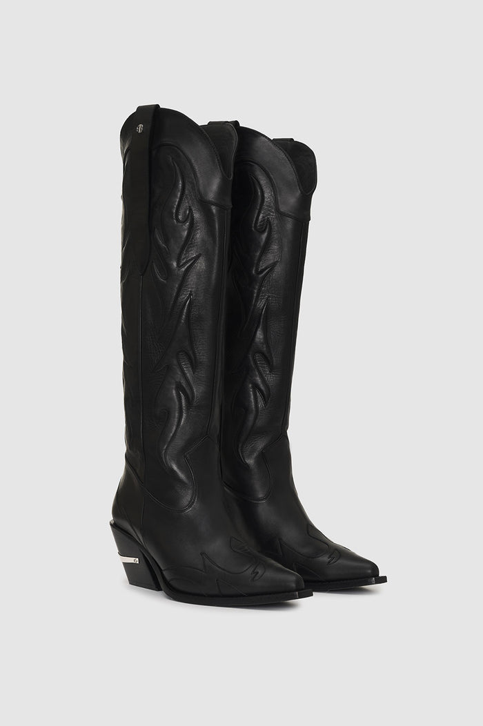 ANINE BING Tall Tania Boots - Black Western