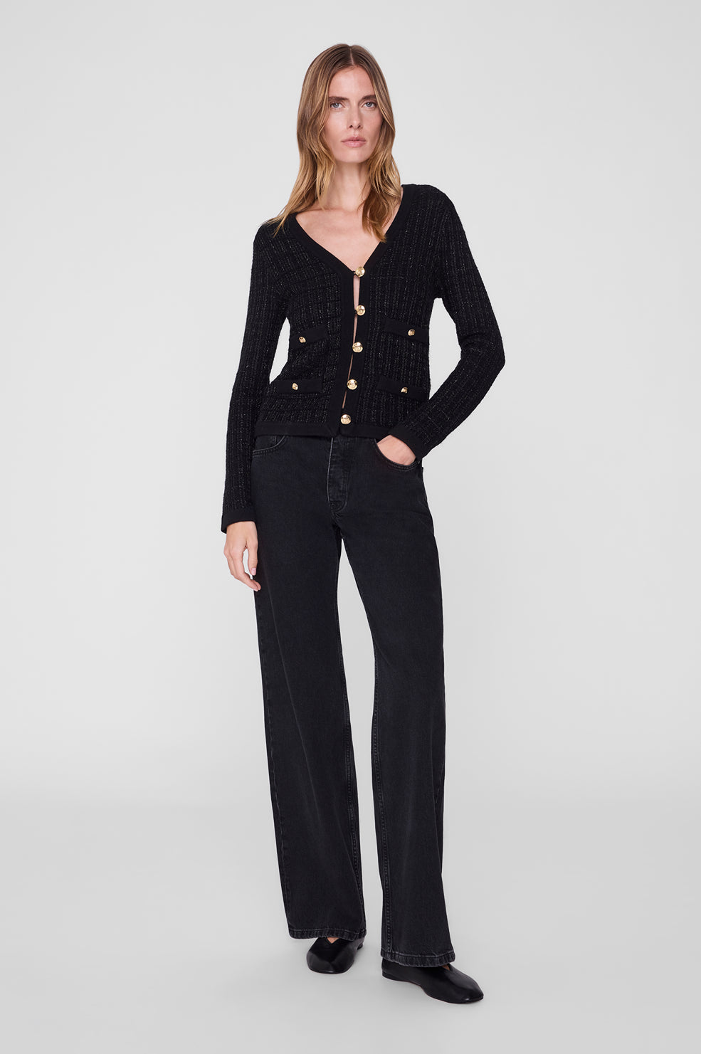 Tessa Tweed Cardigan - Black View 1