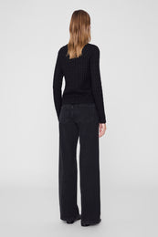 ANINE BING Tessa Tweed Cardigan - Black - on model back