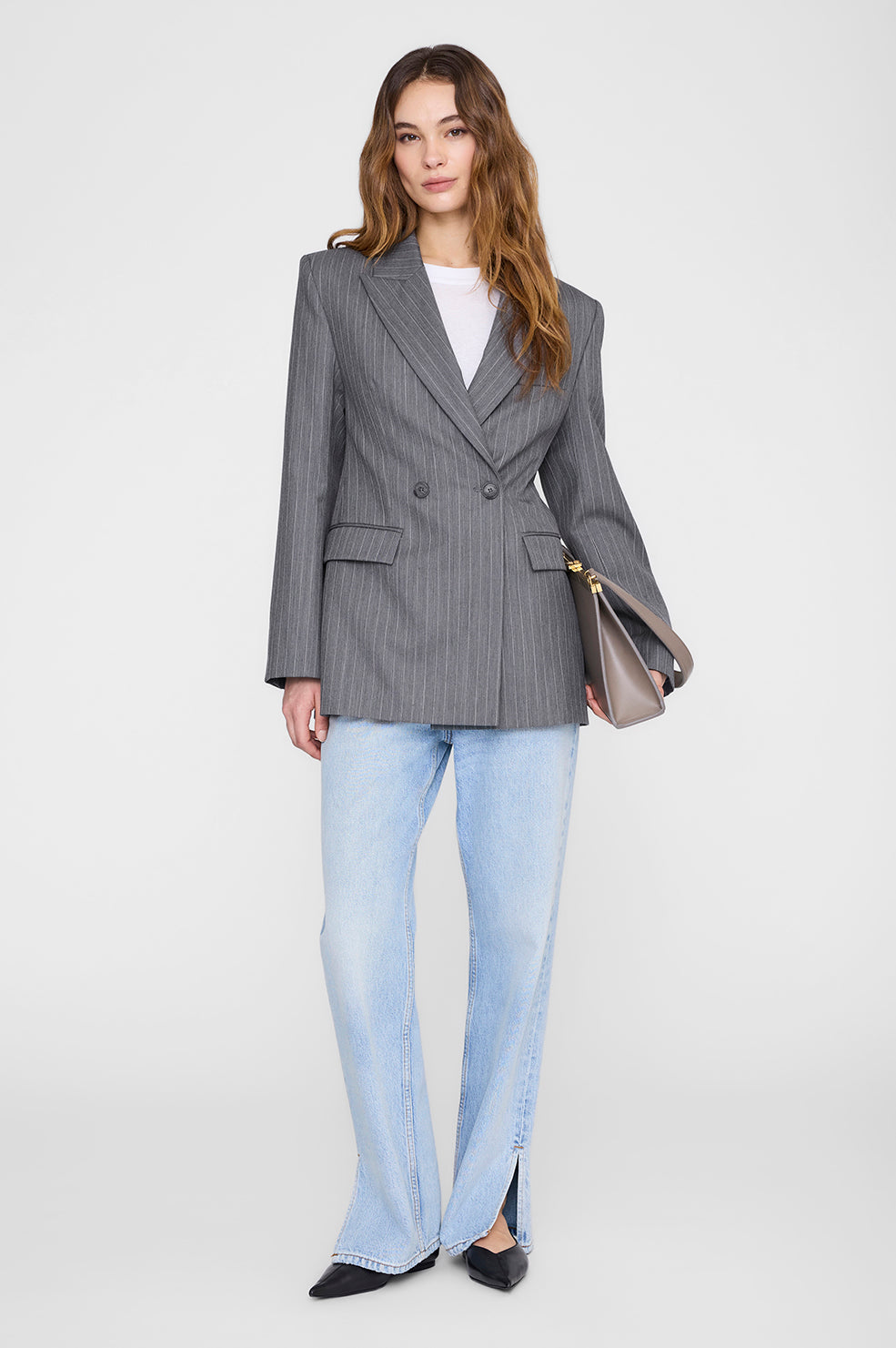 Tiphaine Blazer - Light Grey Pinstripe