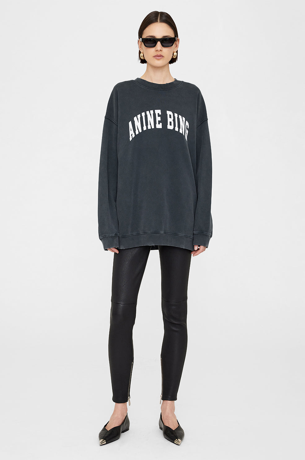 ANINE BING Tyler Sweatshirt - Washed Black