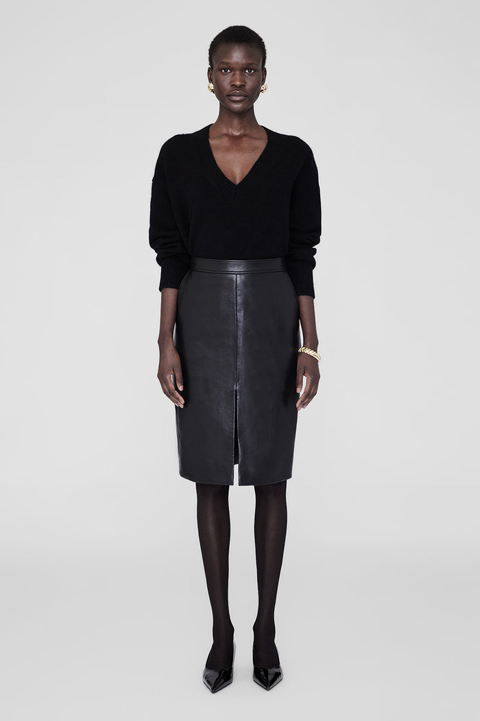 ANINE BING Tyra Skirt - Black Recycled Leather