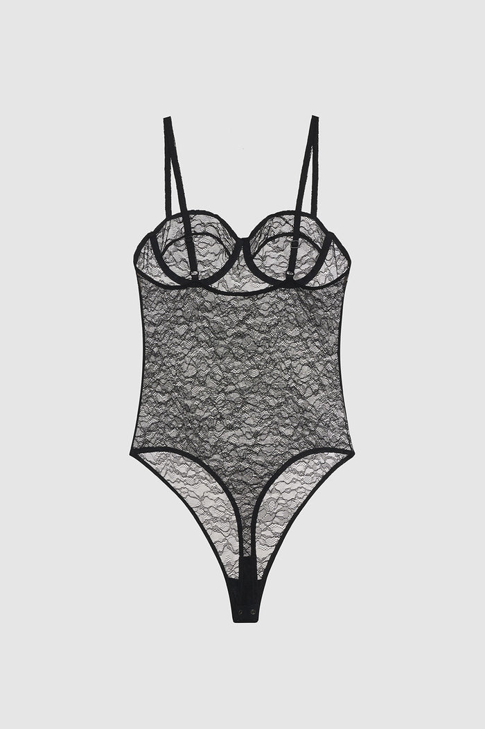 ANINE BING Via Bodysuit - Black Lace