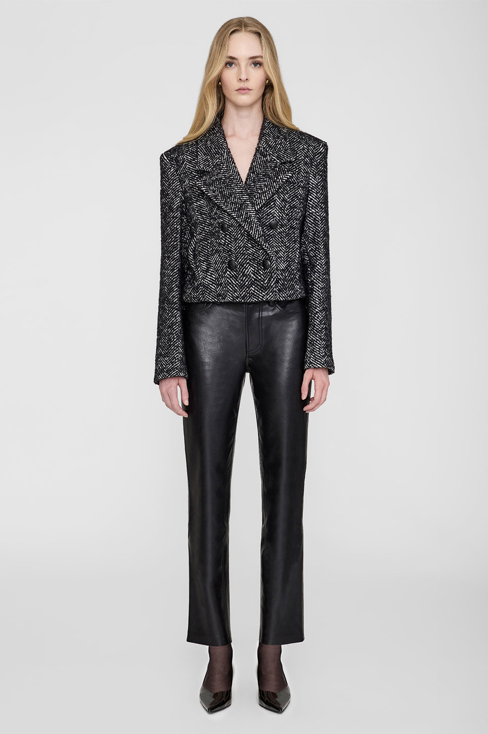 Vienna Blazer - Black and White Tweed View 5