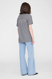 ANINE BING Wagner Tee Soft Stencil - Dark Grey Melange - on model back
