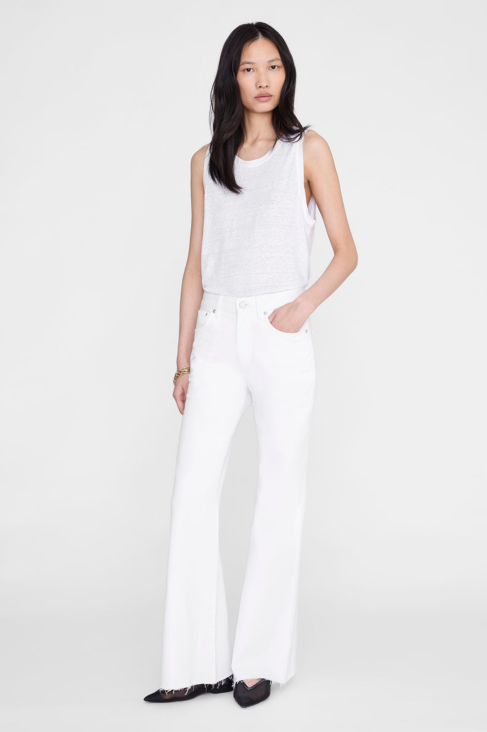 ANINE BING Wyatt Jean - White - on model front 