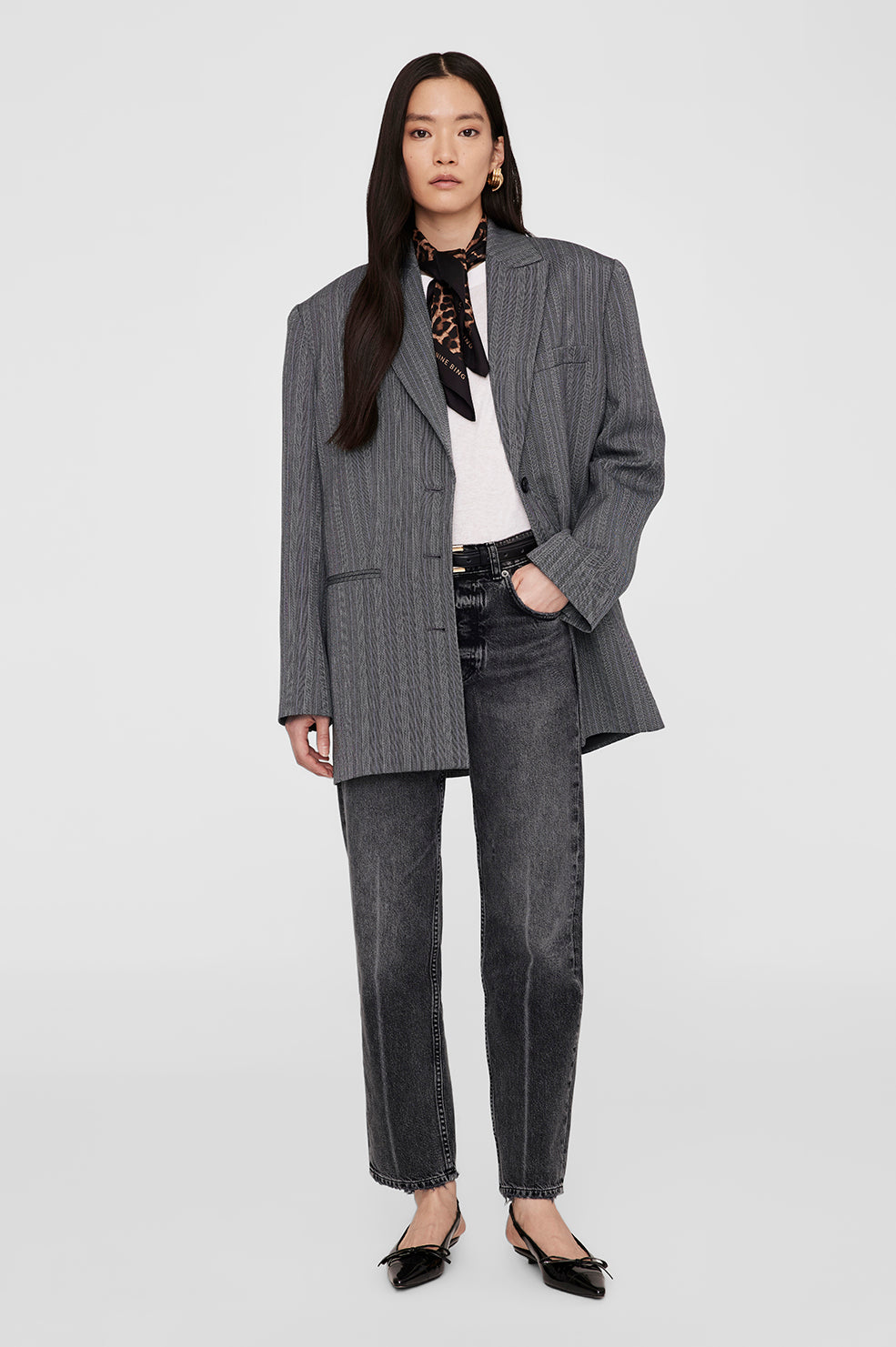 York Scarf - Black And Brown Leopard View 2