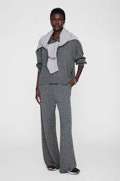 ANINE BING Adley Pant - Medium Heather Grey - on model front