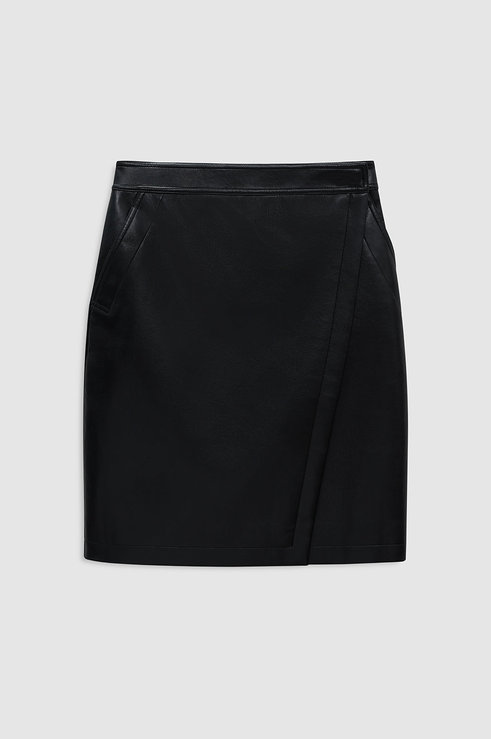 ANINE BING Alanis Skirt - Black Recycled Leather - front view