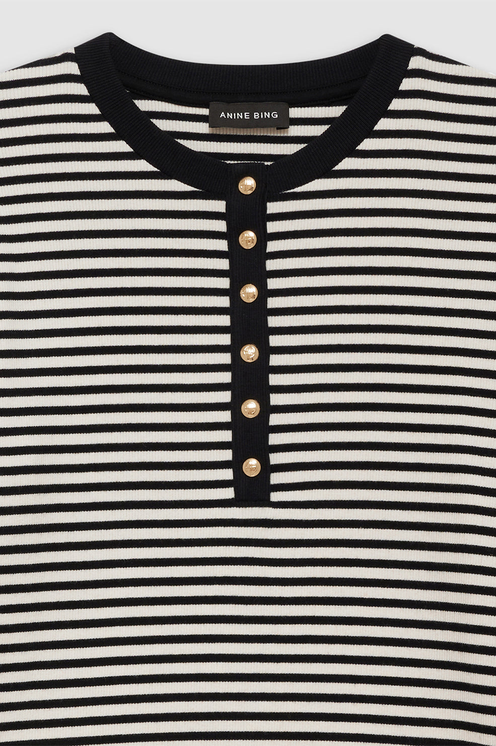 ANINE BING Alessia Long Sleeve Tee - Cream And Black Stripe