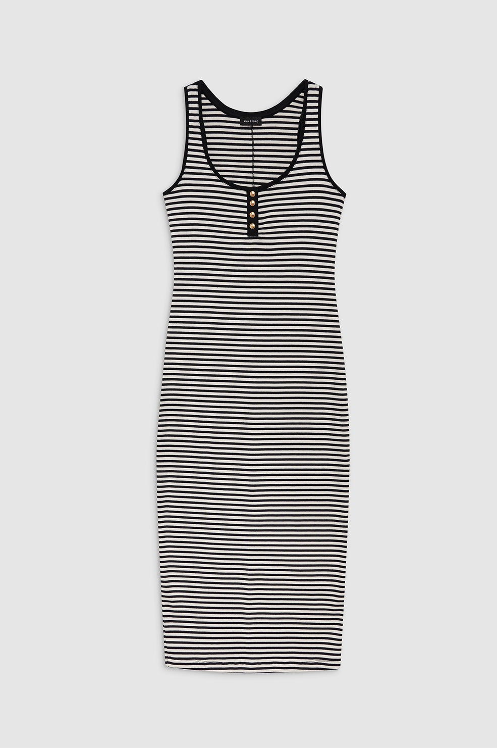 ANINE BING Alessia Tank Midi Dress - Cream And Black Stripe