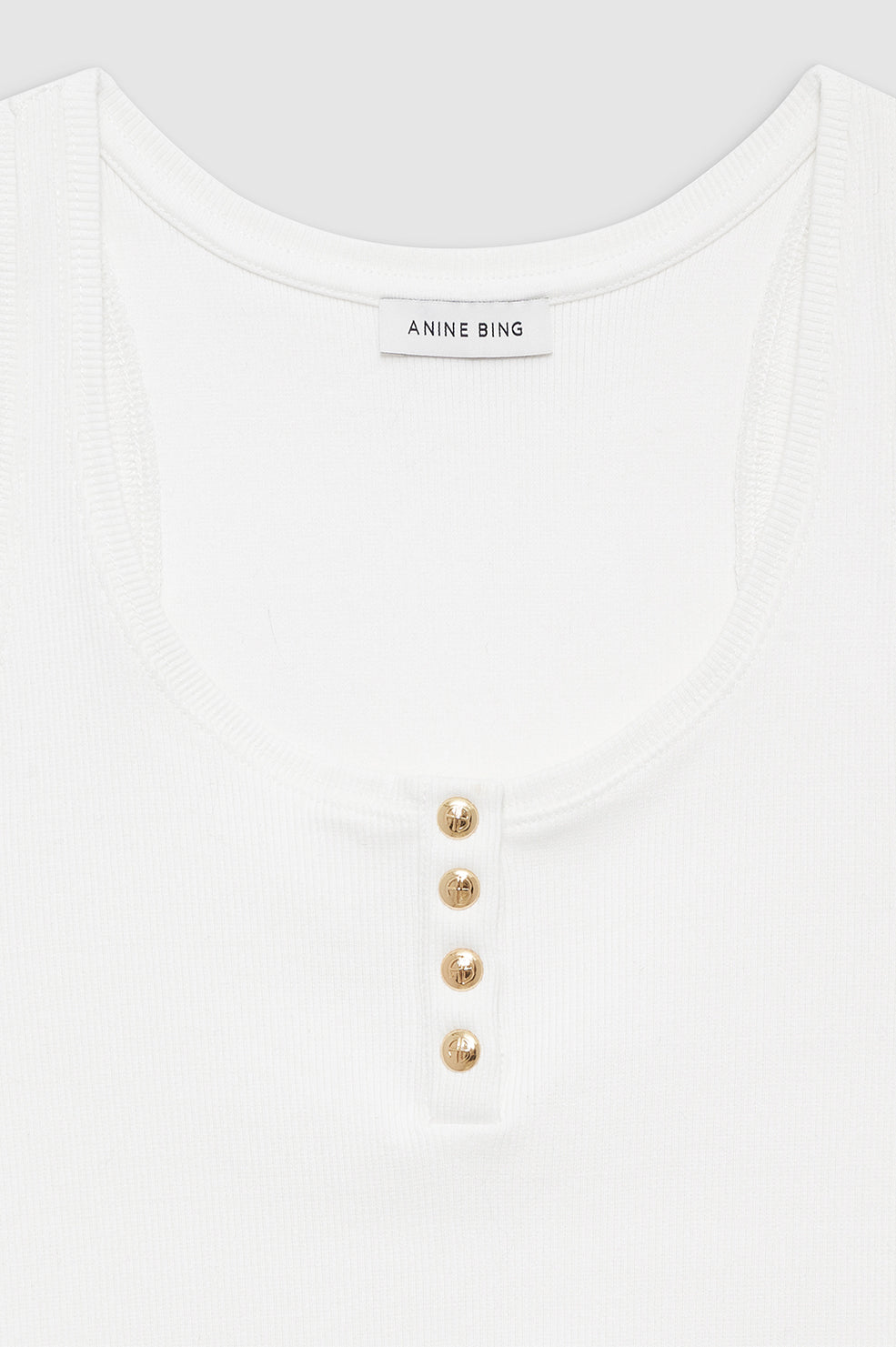 ANINE BING Alessia Tank - Ivory - Detail View