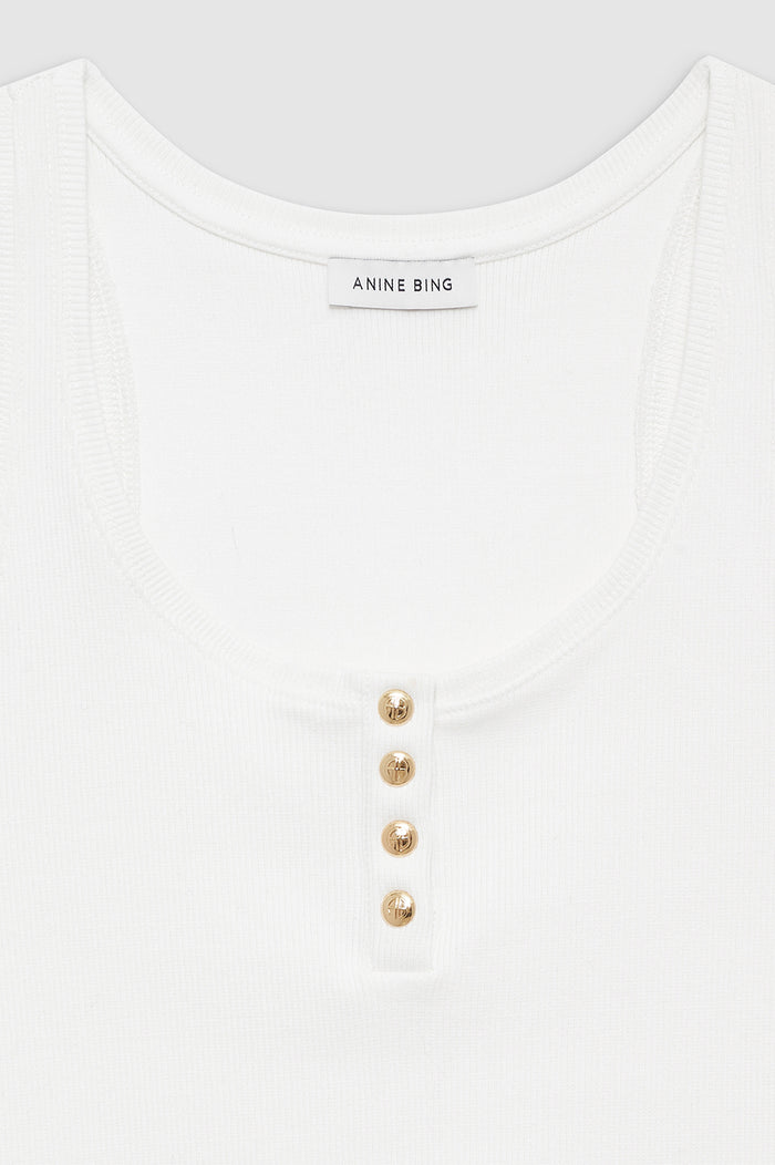 ANINE BING Alessia Tank - Ivory - Detail View