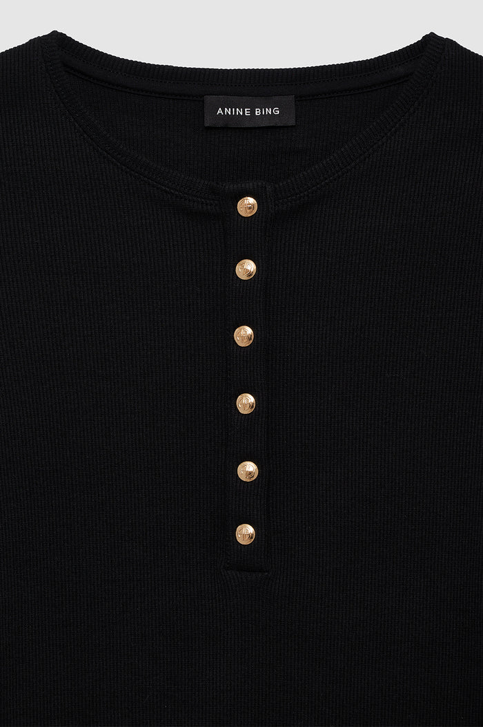 ANINE BING Alessia Tee - Black - Detail View