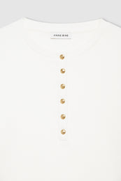 ANINE BING Alessia Long Sleeve Tee - Ivory - Detail View