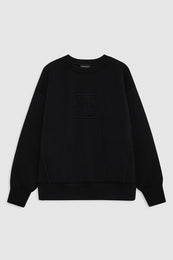 featured-img|ANINE BING Alto Sweatshirt Framed Monogram - Black - Front View 