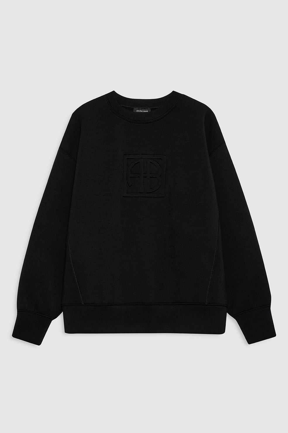 featured-img|ANINE BING Alto Sweatshirt Framed Monogram - Black - Front View 