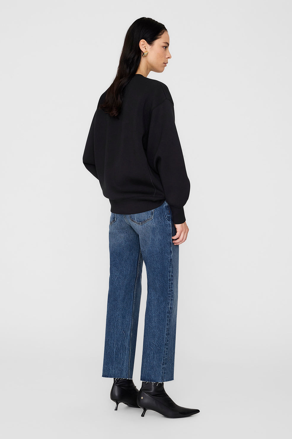 ANINE BING Alto Sweatshirt Framed Monogram - Black - On Model Back 