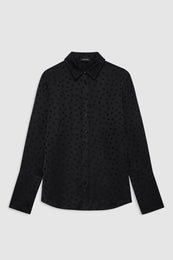 ANINE BING Amanda Shirt - Black Dot Jacquard - Front View
