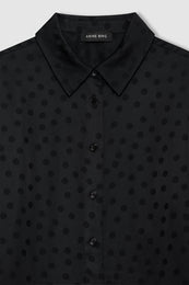 ANINE BING Amanda Shirt - Black Dot Jacquard - Detail View
